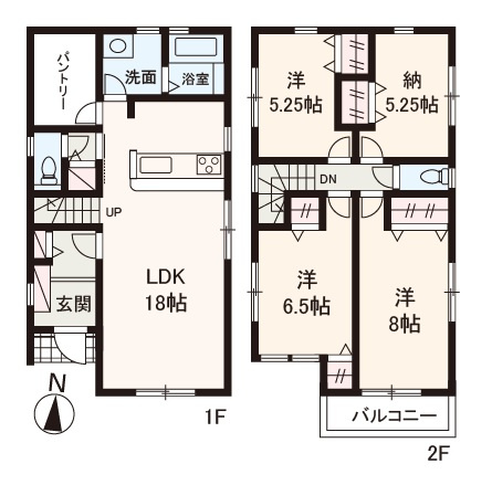 【間取り】 | FIRST TOWN堺市第1東区南野田　2号棟 | 広々リビングで家族団らん！個室も収納も充実、3LDK+S+パントリー。2台駐車可能なゆとりのカースペース有(車種による)。