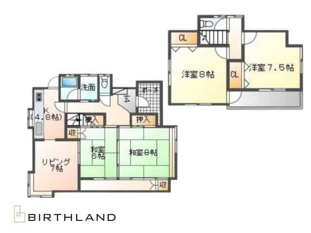 福島市上鳥渡字山王　中古戸建の間取り