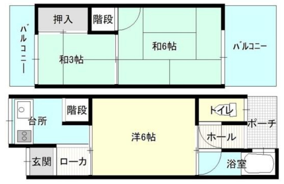 利回り12％！高見の里駅徒歩7分・月4.2万円で賃貸中テラスの間取り