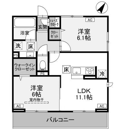 【間取り】 | ノーブルラフィネ万平町　A