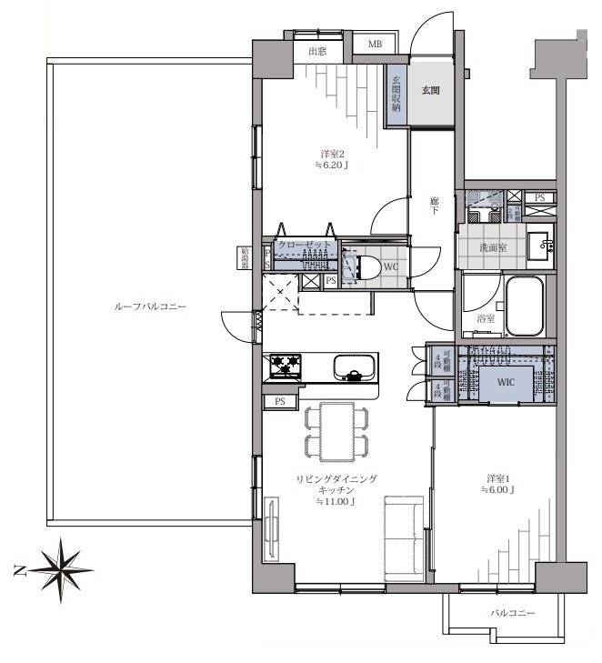 コンポーゼ亀戸の間取り|コンポーゼ亀戸：最上階・西向き角部屋！全居室収納・窓が付いた２ＬＤＫリノベーション物件は全居室６帖以上の暮らしやすいお部屋です！令和８年４月末完成予定！