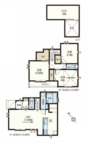 【間取り】 | 練馬区土支田3丁目　新築一戸建住宅　全3棟　（成増店） | 3LDK+ロフト+パントリー+WIC+カースペース
※図面を基に作成しています。現況と異なる場合は現況を優先いたします。