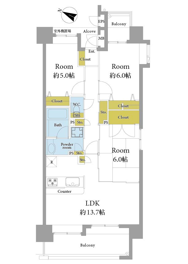 コスモ六本松シティフォルムの間取り