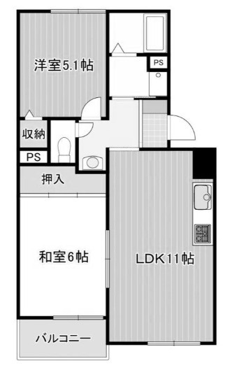 岡田山ハイツ　A棟の間取り