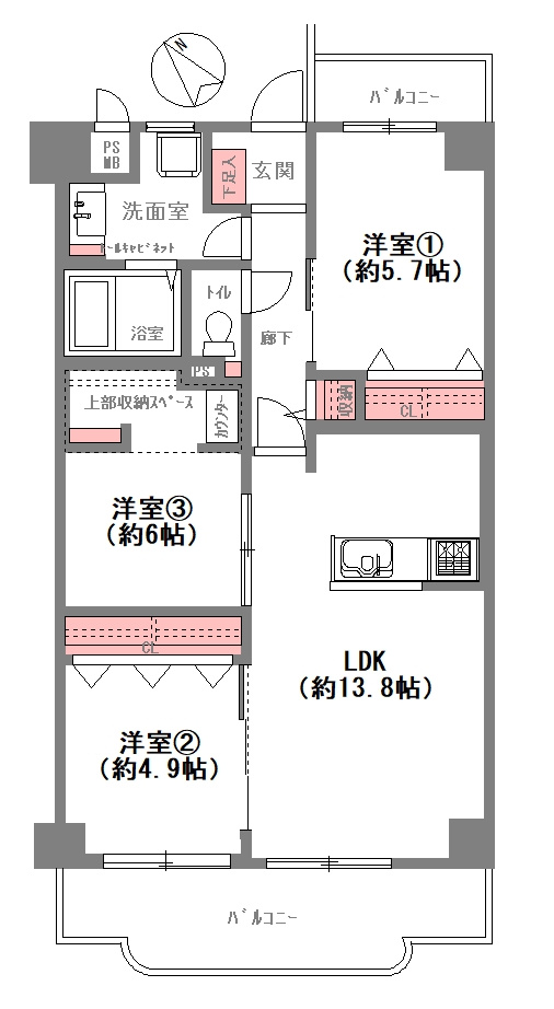 ライフコートフドウ育和公園ハイツの間取り