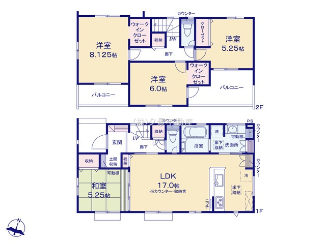 《仲介手数料無料》上尾市大字小泉379-39新築一戸建てブルーミングガーデンの間取り