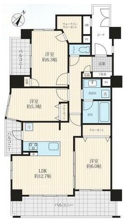 レクセルマンション南行徳　6階　角　部屋　リ　フォーム済の間取り