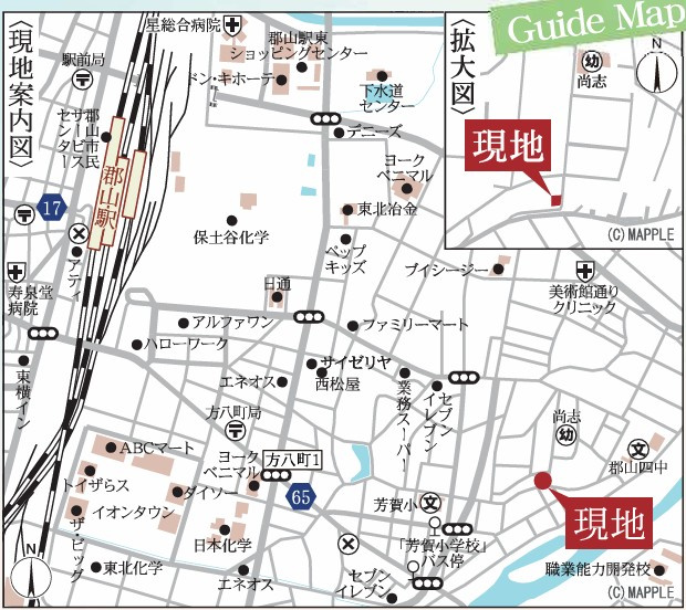 新築戸建・新築建売　郡山市横塚6丁目第7　芳賀小・第四中の地図