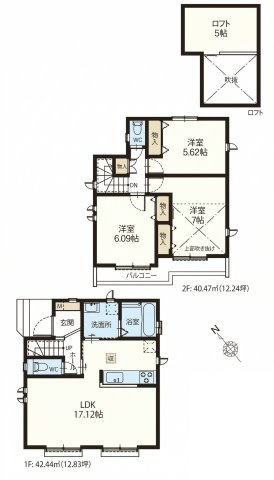 【間取り】 | 練馬区土支田3丁目　新築一戸建住宅　全3棟　（成増店） | 3LDK+ロフト+パントリー+WIC+カースペース
※図面を基に作成しています。現況と異なる場合は現況を優先いたします。