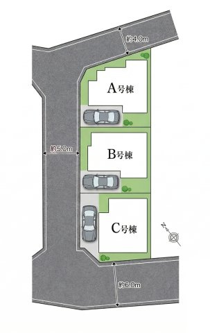【区画図】 | 練馬区土支田3丁目　新築一戸建住宅　全3棟　（成増店） | 第一種低層住居専用地域ならではの落ち着いたエリア
※図面を基に作成しています。現況と異なる場合は現況を優先いたします。