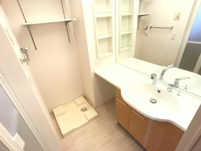 【洗面所】 | Ｄ-ｒｏｏｍ思川ルージュ Ａ | カウンター型洗髪洗面化粧台