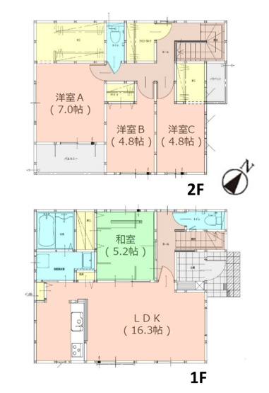 【間取り】 | 大野城市山田2丁目1期　1号棟（全1棟）【仲介手数料無料・0円】 | 平日、土日祝日もお好きな日時にご見学可能です。お気軽にお問合せ下さい。