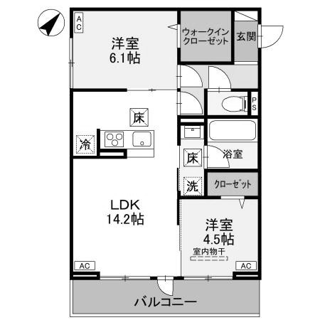 【間取り】 | ノーブルラフィネ万平町　A