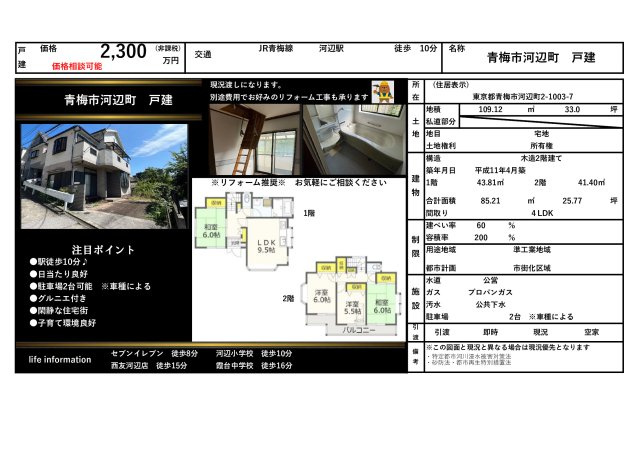 青梅市河辺町　中古戸建のその他