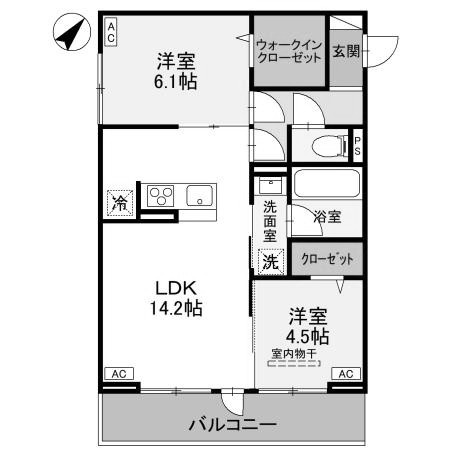 【間取り】 | ノーブルラフィネ万平町　A