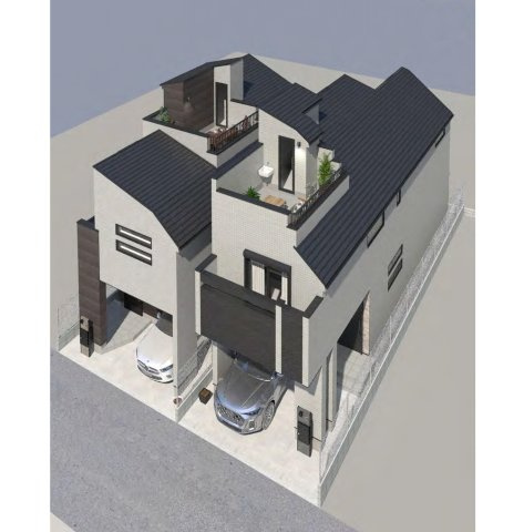 板橋区小豆沢4丁目 全2棟 1号棟の完成予想図|【ルーフバルコニー付2階建　4LDK　建物107㎡超】
高台に位置し眺望・陽当り良好♪
(イラストは図面を基に起こしたもので実際のものとは多少異なる場合がございます)