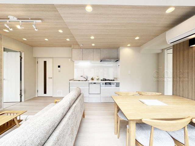 【居間・リビング】 | パレトーホー浅草 | ゆったりと過ごせるよう機能的にデザインされたLDK（リビング・ダイニング・キッチン）の様子。その明るさや奥行きを感じてください。～即日のご見学可能～　お問合せはお気軽にどうぞ。