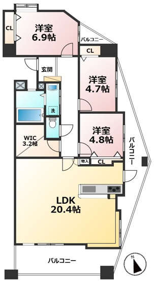 【間取り】 | シティライフ井尻3