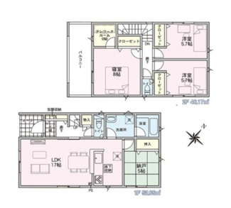【間取り】 | 新築　新潟市西区寺尾前通 第3  1号 | 4LDK＋Sの間取り、駐車スペース２台可です('ω')ノ