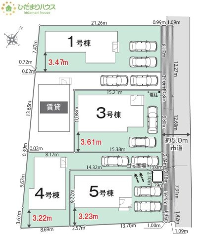 【区画図】 | 我孫子市中峠24-2期　新築戸建　3号棟 | ご家族でお車に乗る方に！駐車場2台分あります！
（3号棟）（4/6撮影）