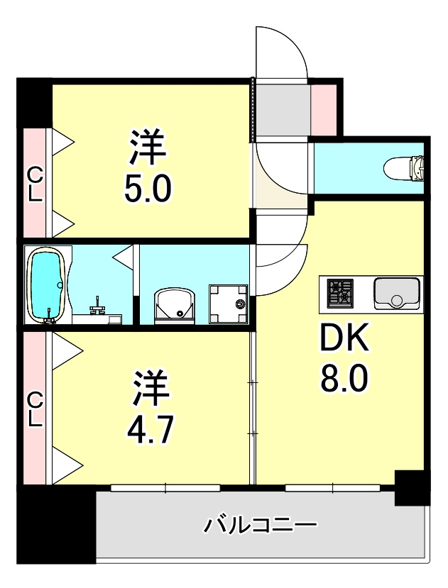 エステムプラザ難波WESTⅡプレディアの間取り