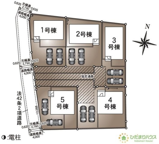 【区画図】 | つくばみらい市小絹第4　新築戸建　1号棟 | カースペースは2台分確保!(^^)!
（1号棟）