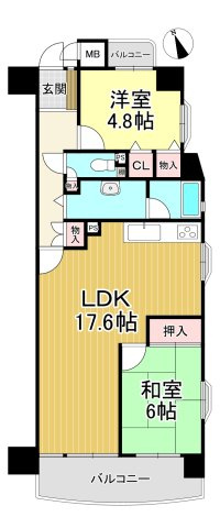 真栄マンション新舞子E棟の間取り|2LDK♪