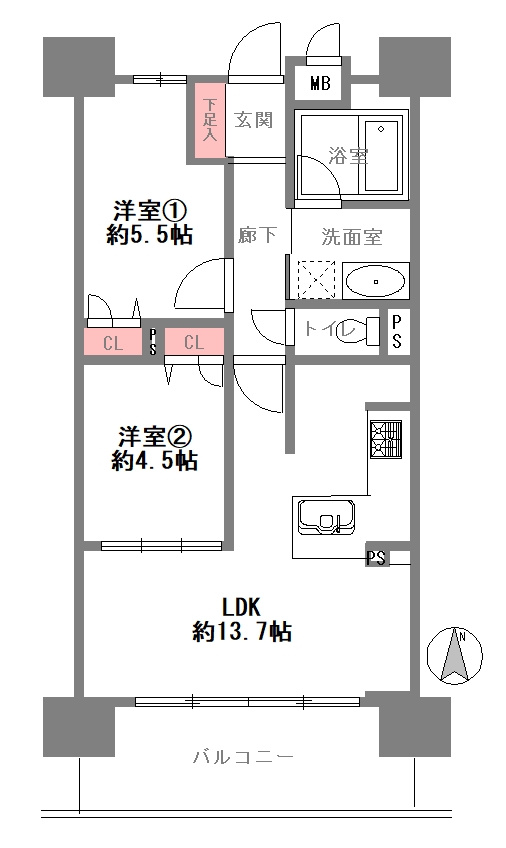 エスリード北田辺駅前の間取り