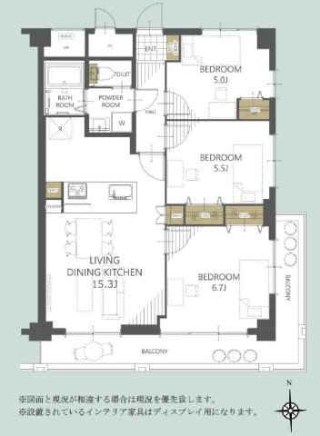 サンハイツ高崎の間取り|3DLK　66.96㎡　リフォーム済　東南角住戸