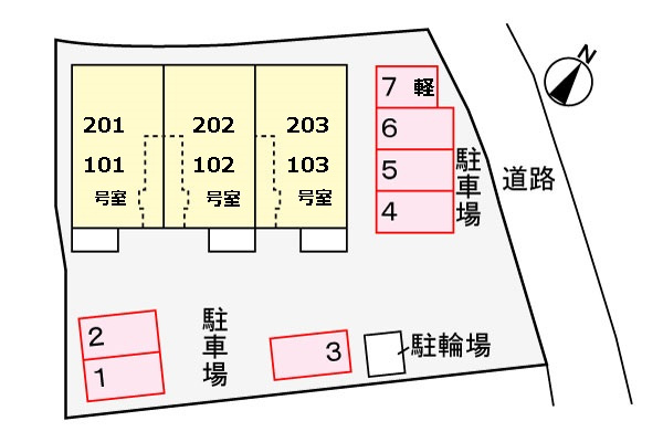 アルバータ　Ⅲの区画図|駐車場
