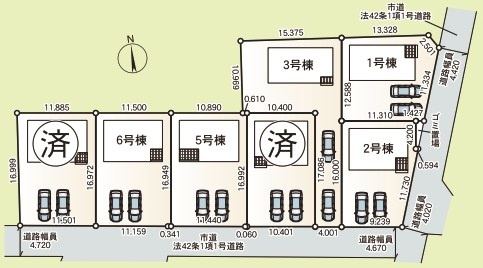 かすみがうら市下稲吉　第15　新築戸建て　５号棟の区画図|区画図です♪