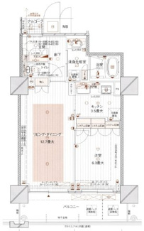 【間取り】 | 大阪福島タワー | 【間取り】WICは2つ付きで収納力◎人気のカウンターキッチン仕様☆