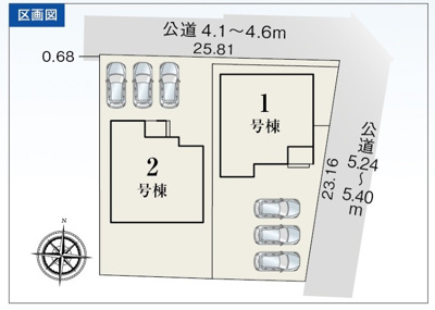 【区画図】 | 磐田市匂坂中 新築一戸建て 1号棟 | 1号棟の区画図です