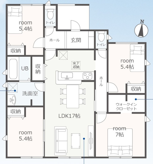 【間取り】 | 磐田市匂坂中 新築一戸建て 2号棟 | 効率的かつ暮らしのことをしっかり考えた間取りです