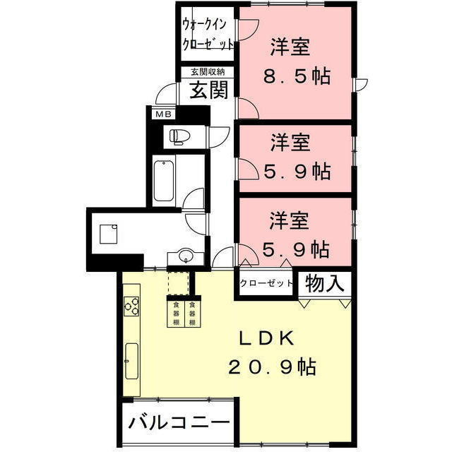 キャッスルハイツ早田栄町 702号室の間取り