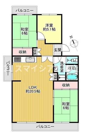 【間取り】 | グリーンヒル光善寺　18号棟