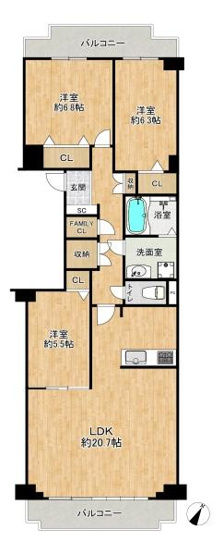 【間取り】 | コープ野村須磨離宮前　A棟
