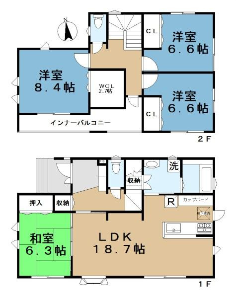 生駒郡斑鳩町服部２丁目　一戸建の間取り|■メーターモジュール設計で広々した４ＬＤＫの間取り！大容量の収納など、ご家族のお住まいにピッタリです！■