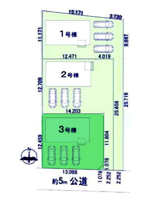 【区画図】 | アーバンスタイル高崎市島野町1期ー③ | 高崎ICまで1.7Km！カースペースは並列3台駐車可能！
