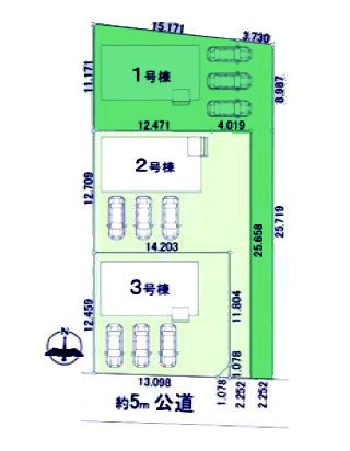 【区画図】 | アーバンスタイル高崎市島野町1期ー① | 高崎ICまで1.7Km！カースペースは並列3台駐車可能！