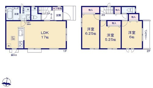 【Heartfull Town】 東大和中央の間取り|〇 本物件【Ｅ号棟】の間取・平面図です〇　敷地面積:　104.51㎡　建物面積: 82.39㎡
　
