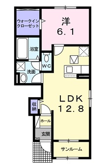 広島市安佐北区大林１丁目のアパートの間取り