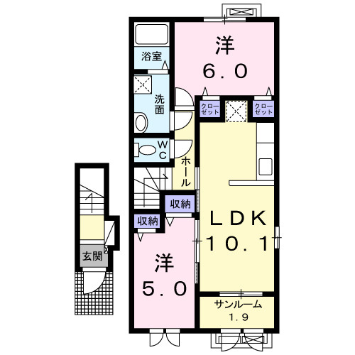 ヴィラ清瀧　Ｄの間取り