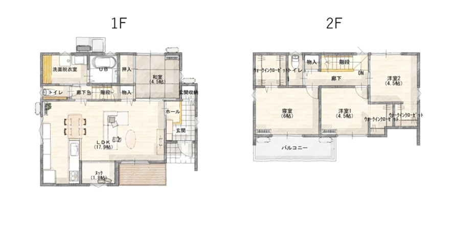 朝倉市堤2号地新築1戸建ての間取り