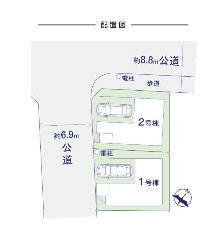 大野城市仲畑4丁目第1-2棟（2号棟）　の区画図|配置図（2号棟）