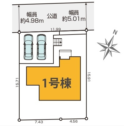 新築一戸建て　所沢市下富の区画図|カースペース２台分(車種によります)