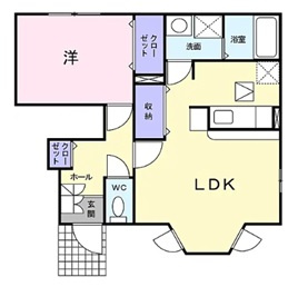 安芸高田市八千代町上根のアパートの間取り