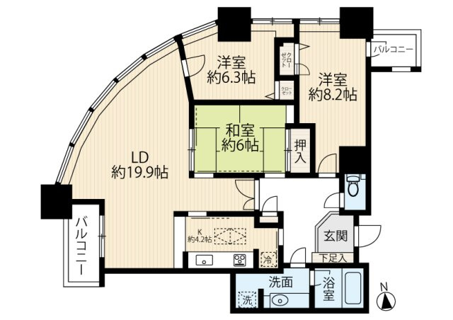 コアマンション大手門タワーの間取り