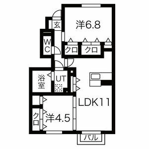 セジュール加佐 B棟の間取り