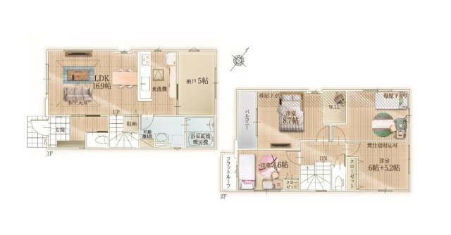 福岡市東区若宮4丁目第4-4棟（4号棟）　の間取り|全居室収納付きで便利です。